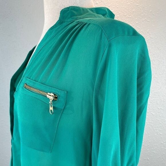 NWT My Michelle Sheer Green Blouse Top Size L - Picture 6 of 14